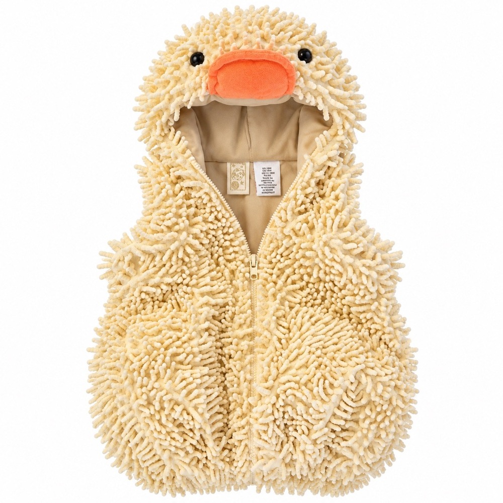 Pottery Barn Kids Baby Duck Chick Halloween Costume 18M Hooded Shaggy Plush EUC